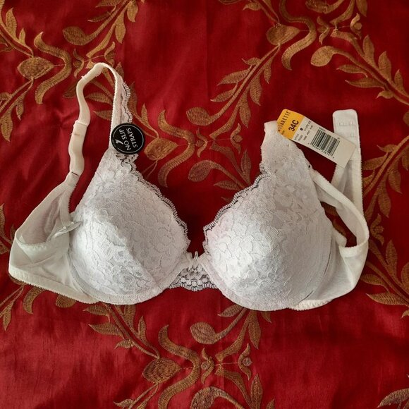 Vassarette White Lace Push Up Bra 34C NEW - Picture 7 of 7
